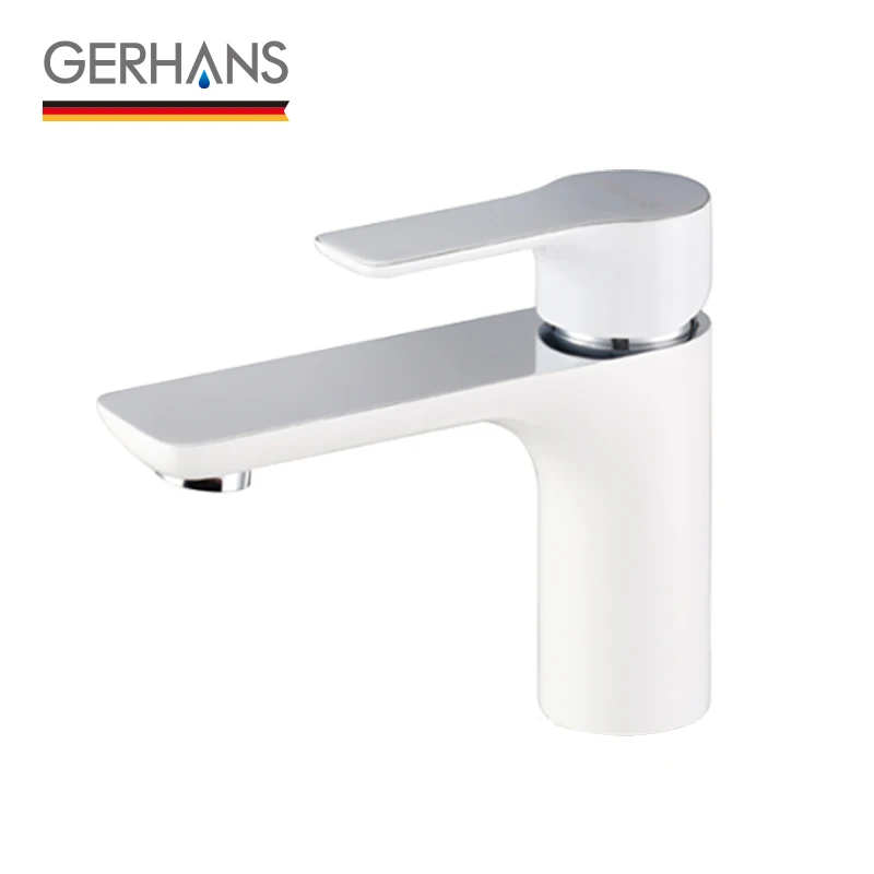 GERHANS Irismart белый смеситель для ванной комнаты с одной ручкой латунный