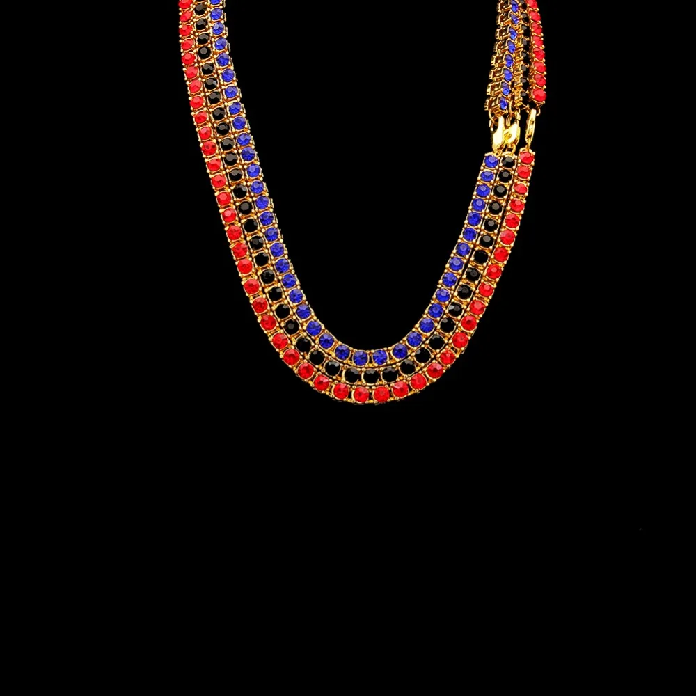 THE BLING KING 1 row 5mm AlloyTennis lovely Necklace Iced out Red Blue Black Rhinestone Gold Silver Plated Mens Hip Hop Jewelry | Украшения