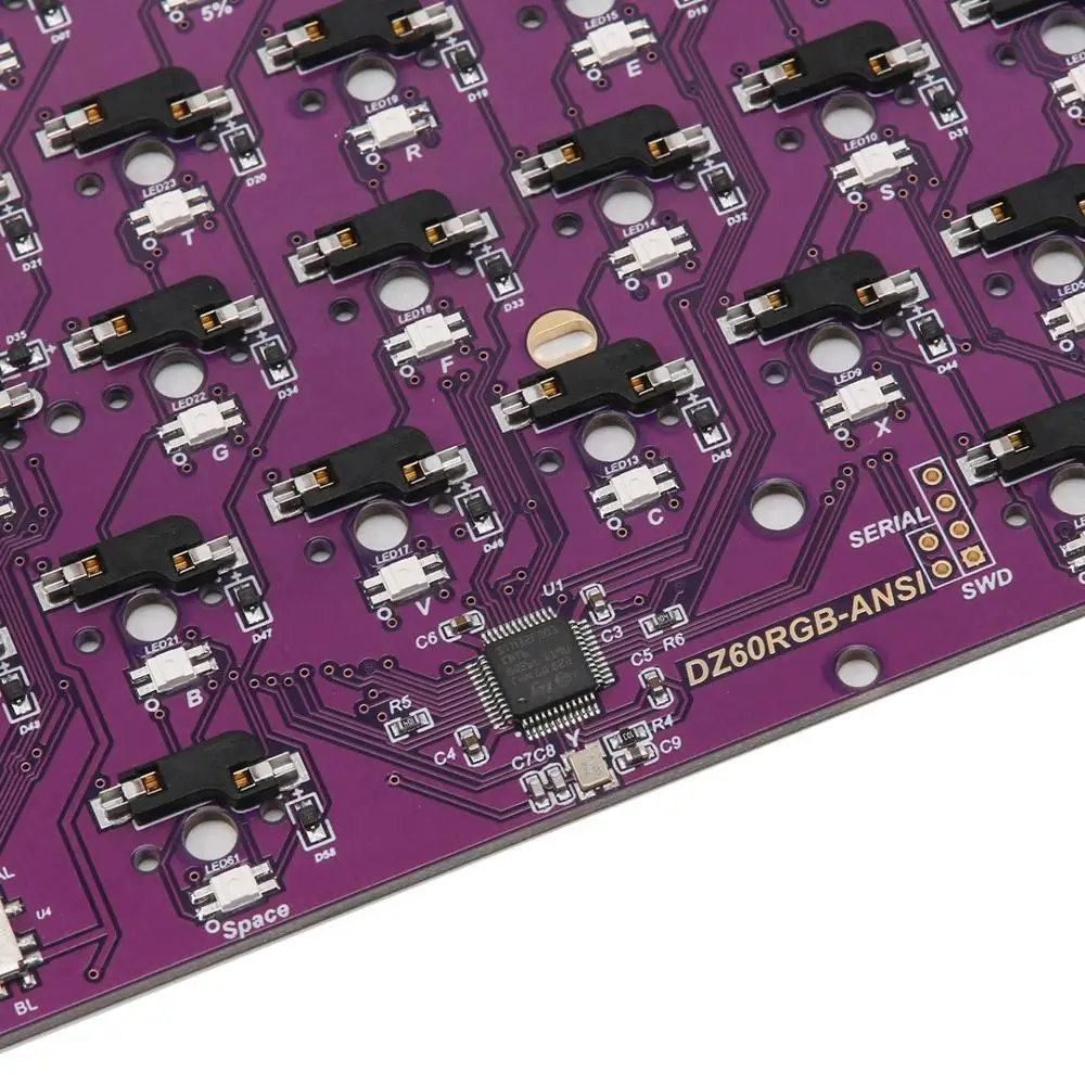 DZ60 ANSI RGB Горячая замена PCB с портом type C для пользовательской 60% механической