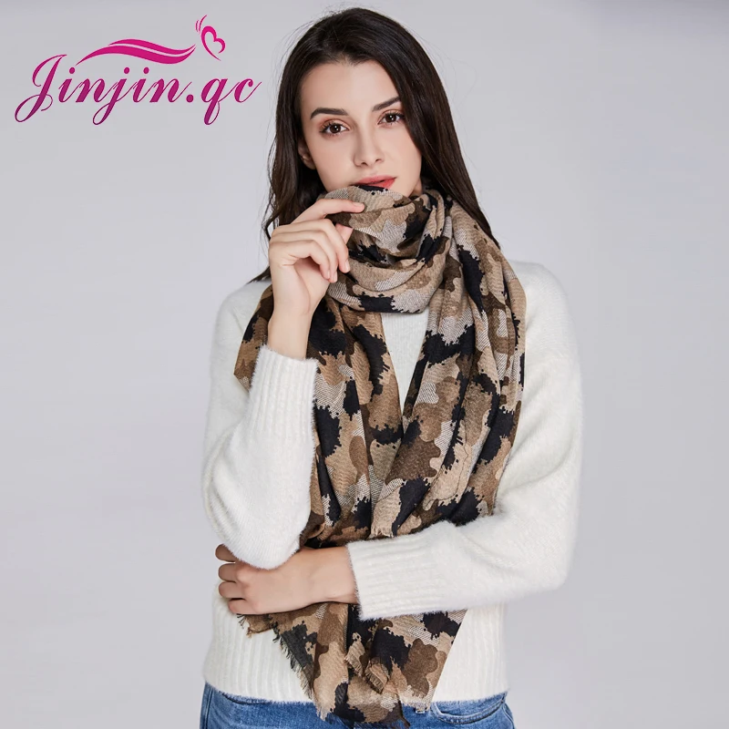 

Jinjin.QC 2019 Year New Women Army Green Style Scarfs For Women Ladies scarves and pashmina winter bandana