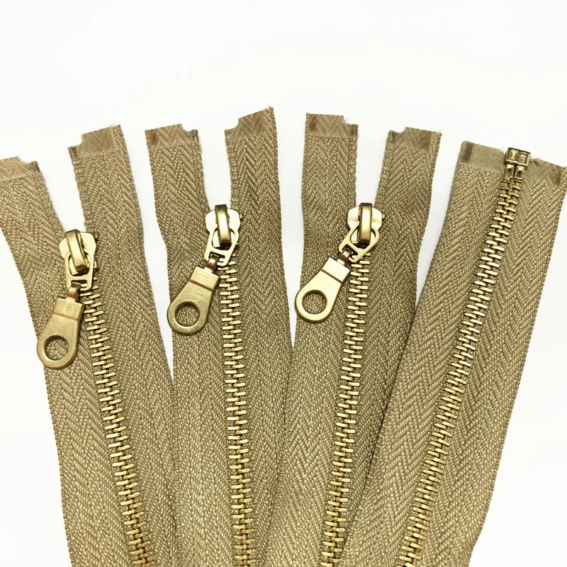 Khaki Набор из 5 штук 5# латунные металлические отдельные открытые задние молнии с пончиками застежки-молнии тянет 24 дюйма застежки-молнии для шитья - Цвет: Khaki