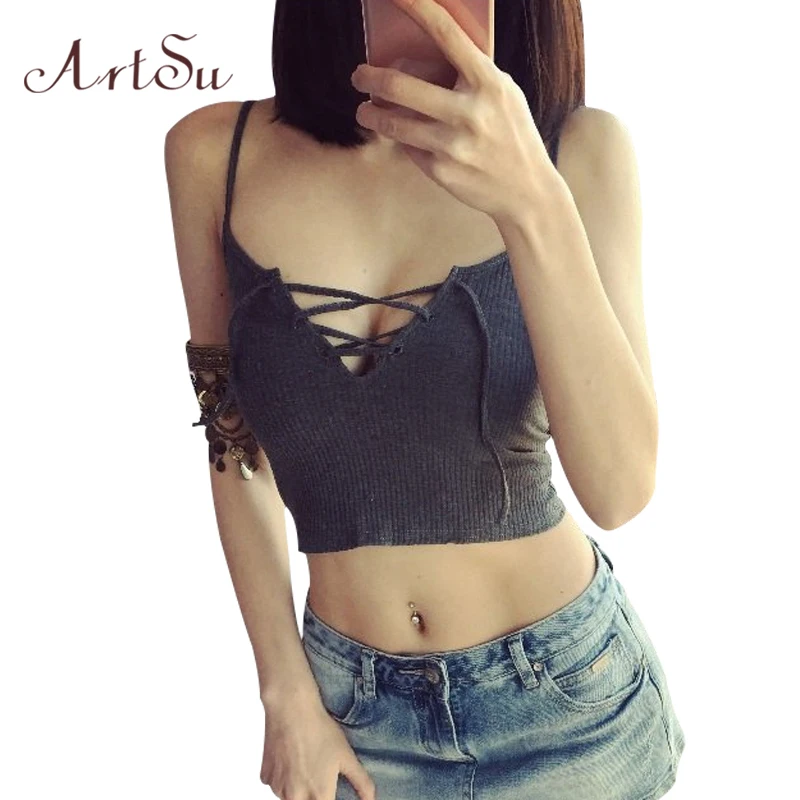 Женская Винтажная Майка без рукавов ArtSu Apparel Модный укороченный топ с завязками