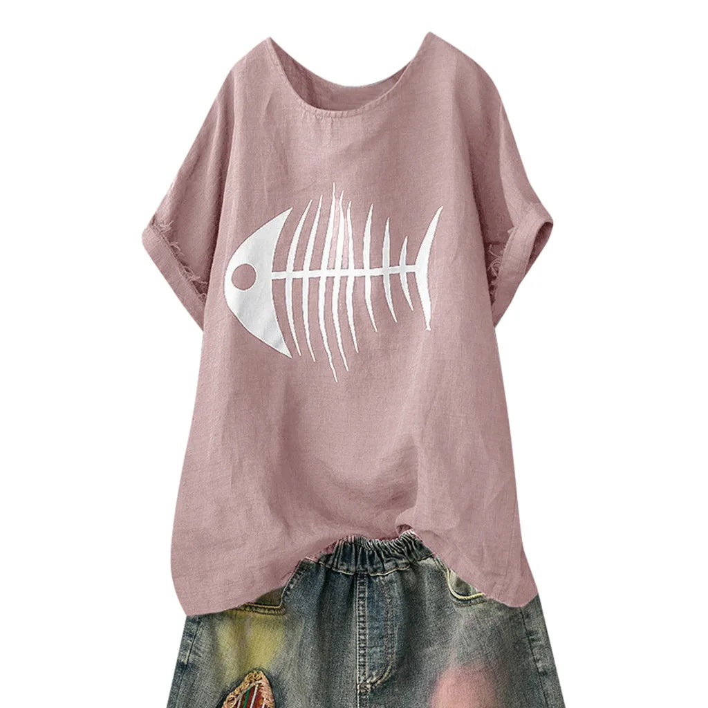 SAGACE женская футболка забавная 2019 повседневная одноцветная с рисунком рыбьей