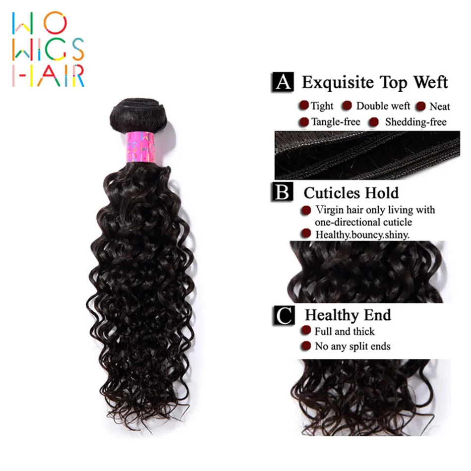 Волосы WoWigs малазийские волосы Remy вьющиеся пучков лучшая кружевная застежка