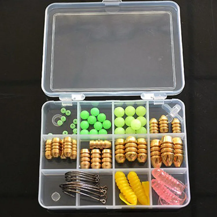 Рыбалка 63 шт. бусы крючки веса рыболовные приманки комплект снасти зимняя