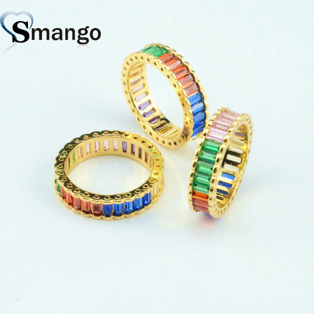 5 шт. женские модные ювелирные изделия позолоченные кольца с фианитами серии