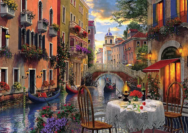 

oneroom Needlework,Venice Romantic Dinner 4CT Counted Embroidery, DIY DMC Cross stitch kits,Art Cross-Stitching Home Decor