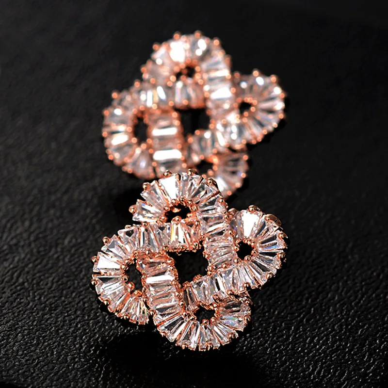 Женские серьги пусеты с блестящим цирконием из стерлингового серебра 925 пробы