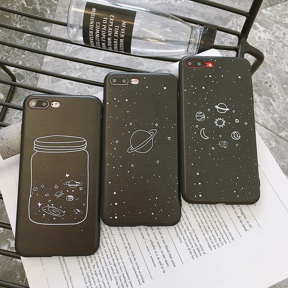 Simple Line Art Starry Sky Wishing Bottle Silicon Phone Case for Iphone 6 6s 7 8 Plus Coque Funda X XS Max XR Dropshi |