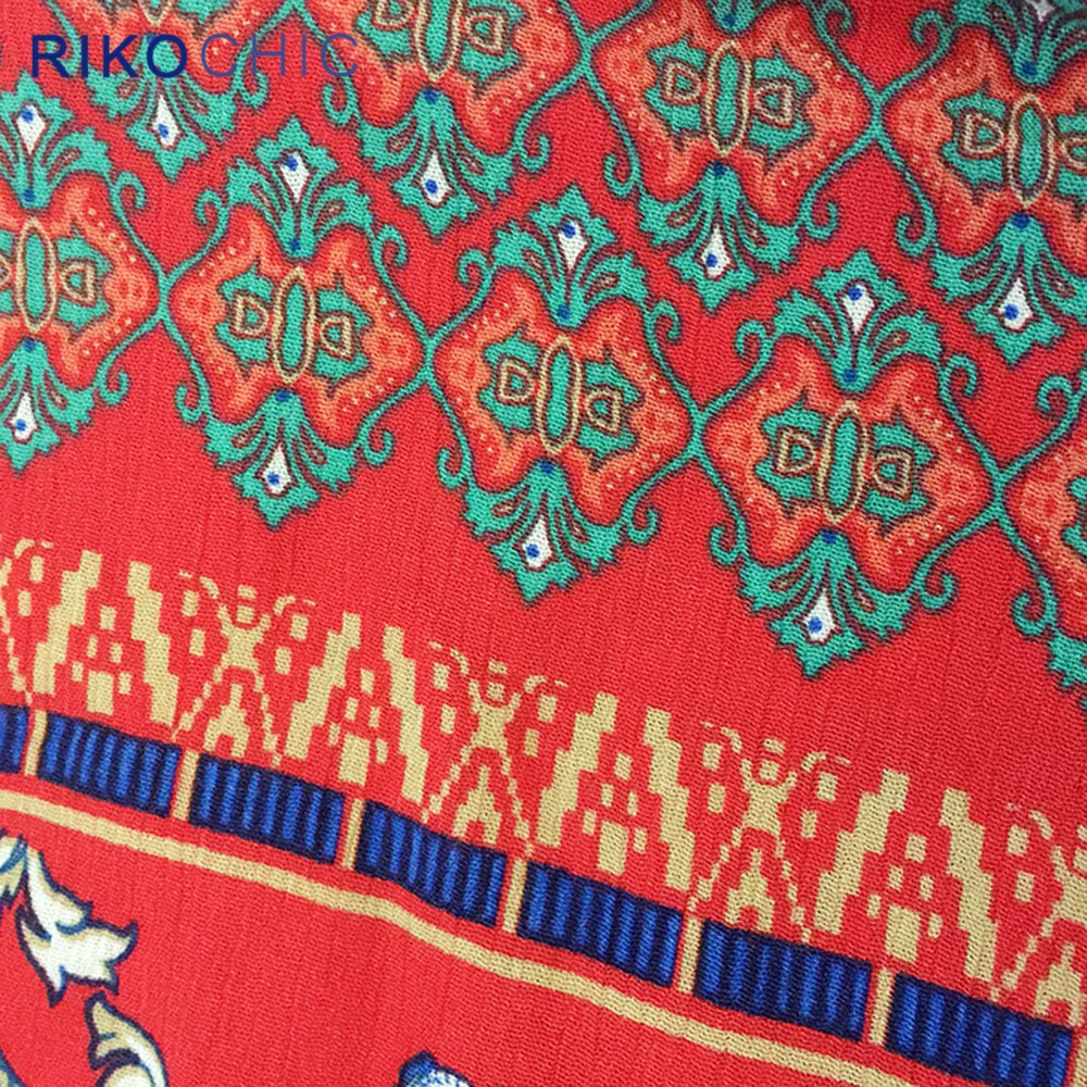 RIKOCHIC Boho Summer Sunscreen Women Tops Beach Gypsy Floral Printed Red Kimono Cardigan Chiffon Blouse C254 |