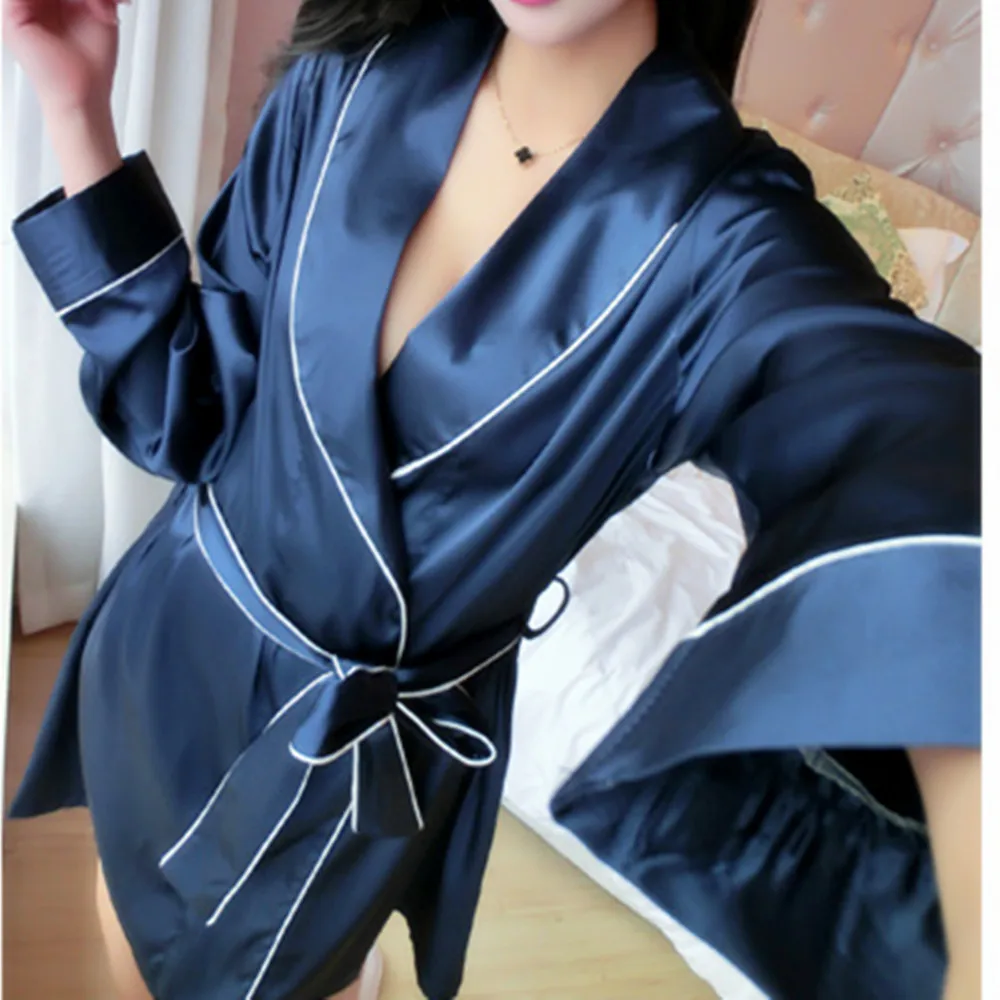 Новый роскошный осенний зимний женский сексуальный атласный шелковый халат