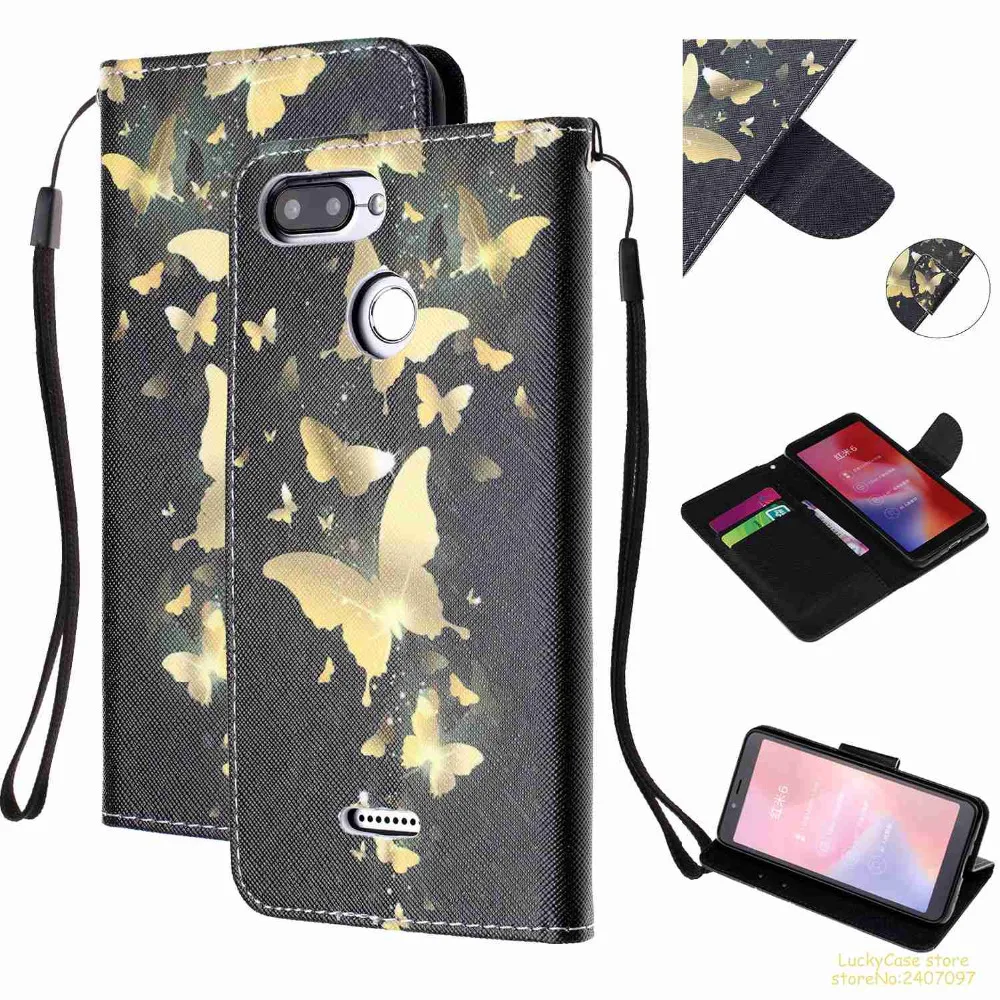 High quality Luxury PU Leather wallet phone case For Redmi 6 Magnetic Painted Full cover cases hoesje kryt etui fundas | Мобильные