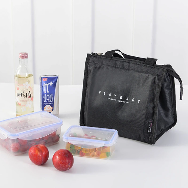 Черно белая полосатая Портативная сумка для еды модная ланча охлаждающая мешок