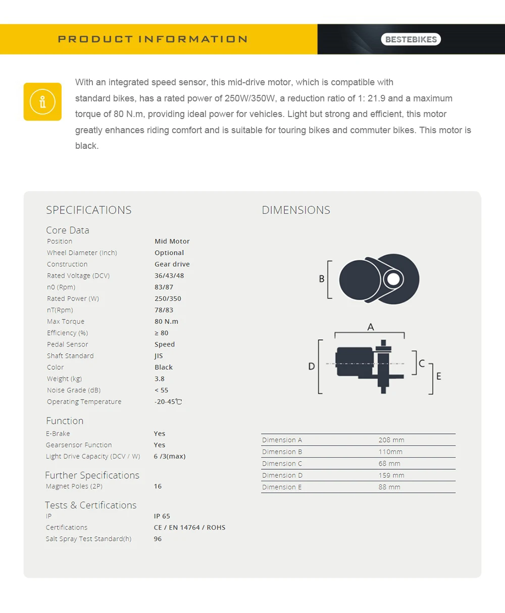 Bafang мотор BBS01 BBS01B 36V 250 W, фара для электровелосипеда в комплект для переоборудования электрического велосипеда Электрический привод мотор, Электрический велосипед conversion kit