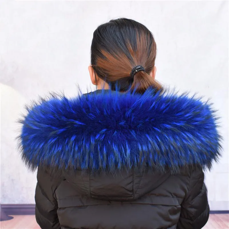 Royal blue Лидер продаж реальная енота меховой воротник женские натуральный мех Blue воротник натурального меха енота съемный воротник из натурального меха Scarfves - Цвет: Royal blue
