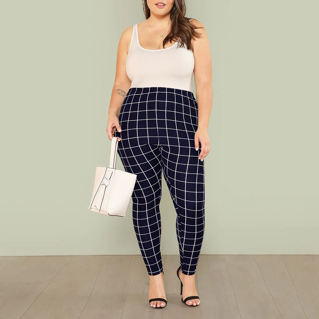 Толстые брюки для женщин большие размеры винтажные клетчатые Лоскутные узкие с