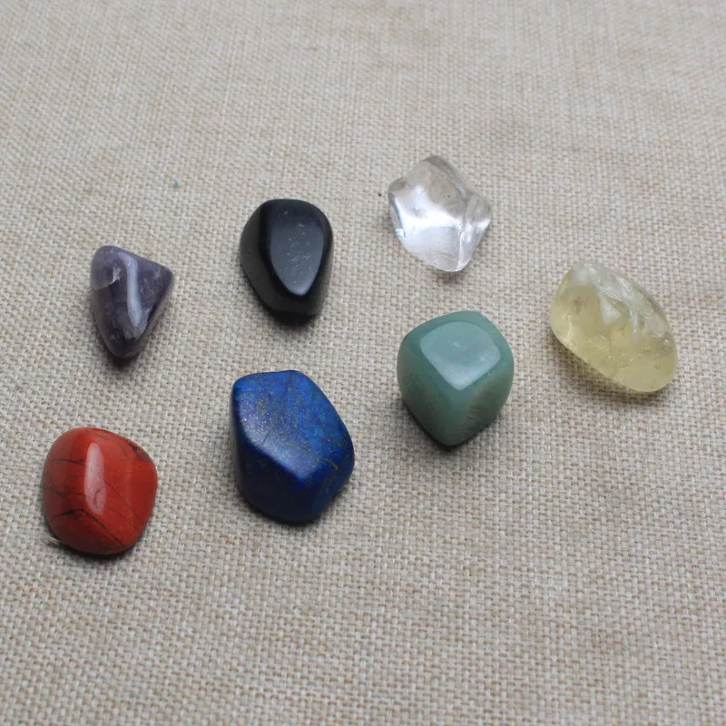 

Natural Stones 7 Crystal Amethyst Obsidian White Rock Quartz Red Jasper Lapis Lazuli Citrine Aventurine Chakra Healing Specimen