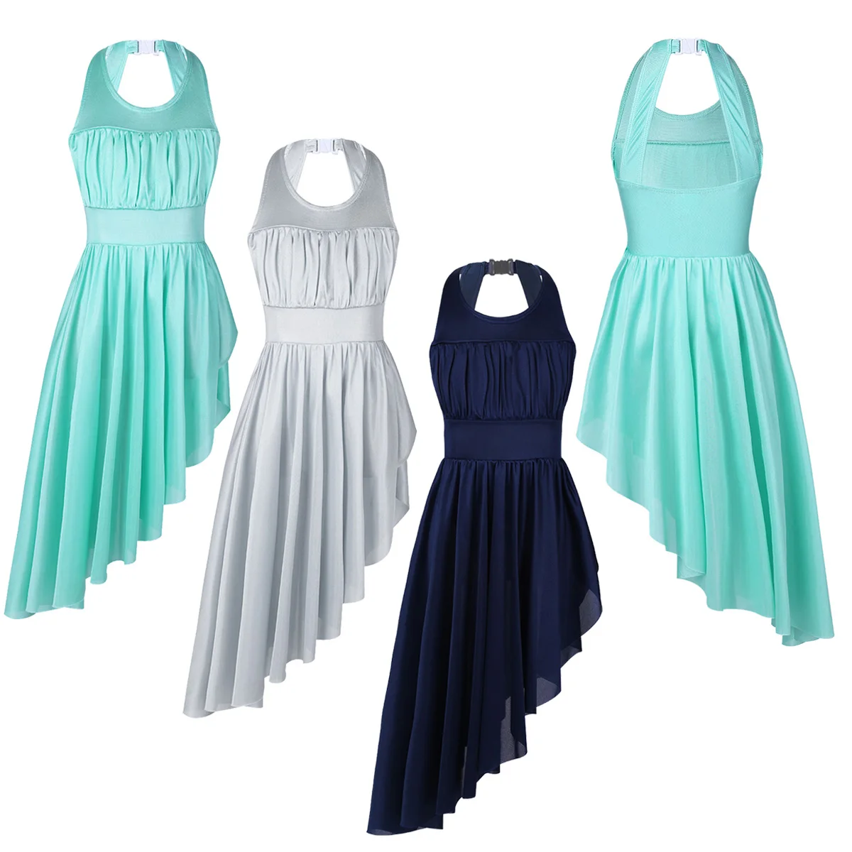 Женское балетное платье-пачка TiaoBug с рюшами вырезом сзади и застежкой