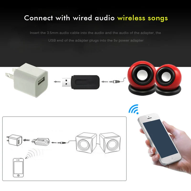 Беспроводной портативный мини аудиоприемник Overfly Bluetooth Aux черный 3 5 мм для iPhone