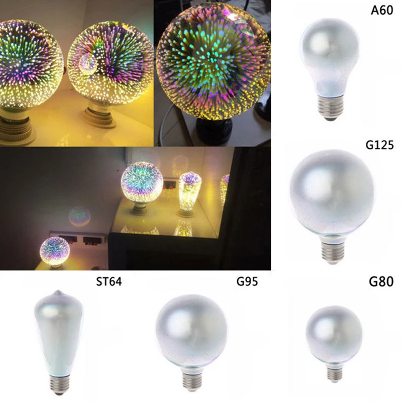3D фейерверк E27 G80/G95/G125 светодиодный Ретро Винтаж Edison Фея лампа освещения