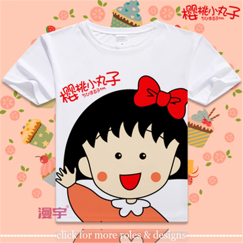Chibi Maruko-chan Momoko &quotMaruko&quot Sakura Sakiko Косплей костюм ткань унисекс футболка с коротким