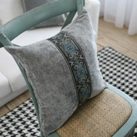2018 new vintage europe style embroidery cushion cover housse sofa chair bedding hotel decorative pillow case cover with ball