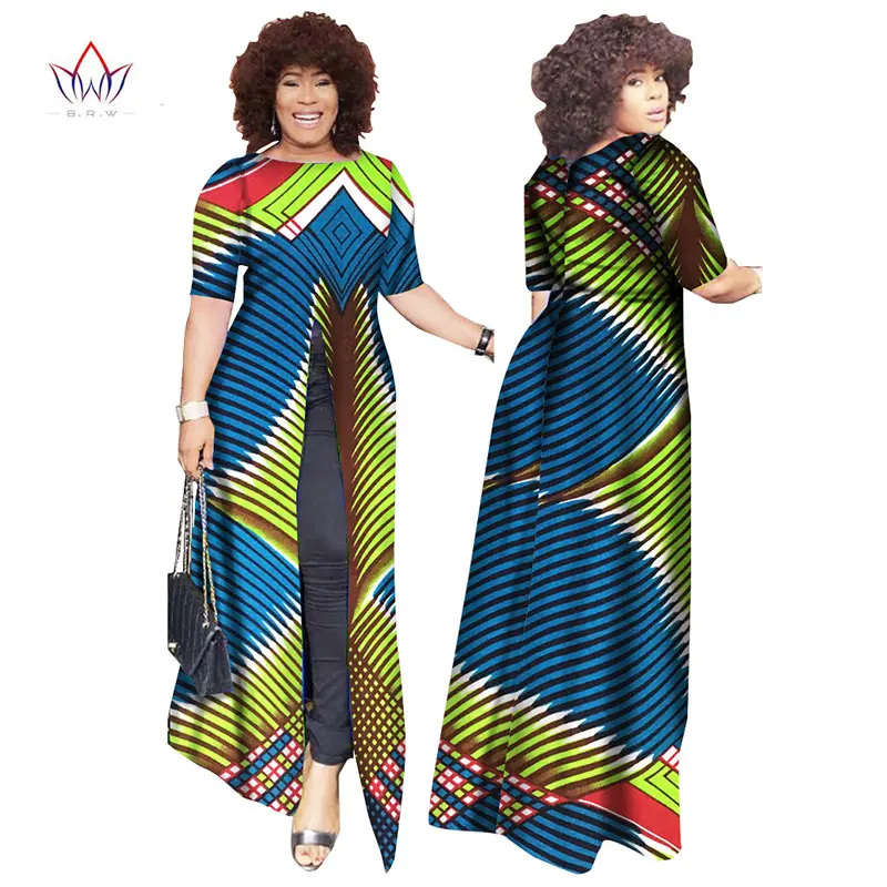 Африканский dashiki африканских платья повседневные Прямые сплит печати Африканский принт хлопок Одежда Сорочка африканского Femme brw WY852