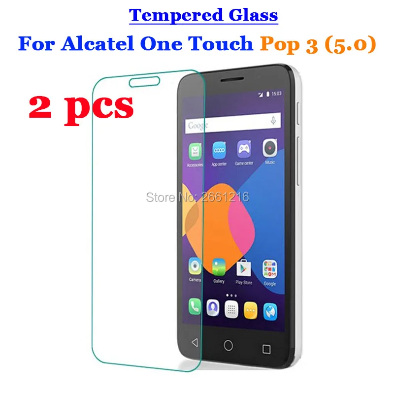 Закаленное стекло 9H 2.5D 2 шт./лот для Alcatel Pop 3 (5 0) Премиум Защитная пленка экрана One