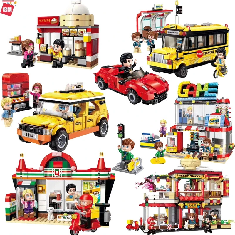 Городской пейзаж строительные блоки совместимые с Legoings желтое турне кирпичи для