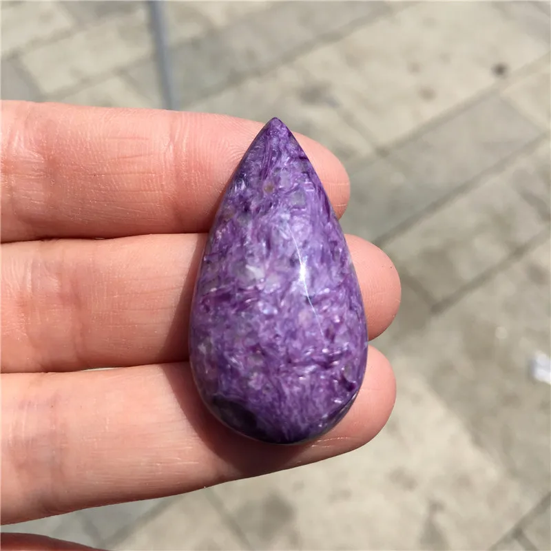 Красивый натуральный камень Charoite подвеска в форме капли гладкое ожерелье с
