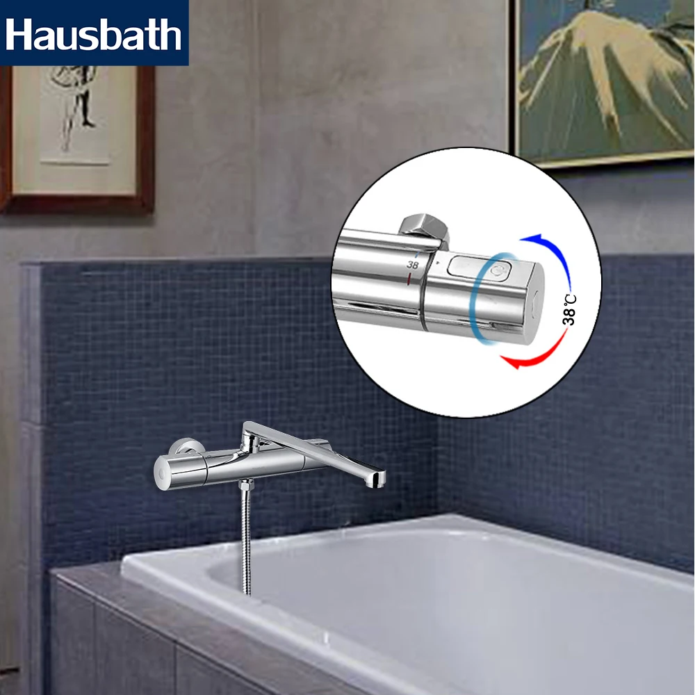 Bath Shower Faucet Thermostatic Mixer Tap Nozzle Temperature Control Chrome Finishing Wall Mounted | Обустройство дома