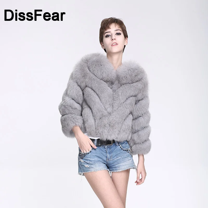 Новинка стильное пальто из натурального Лисьего меха для женщин модная зимняя