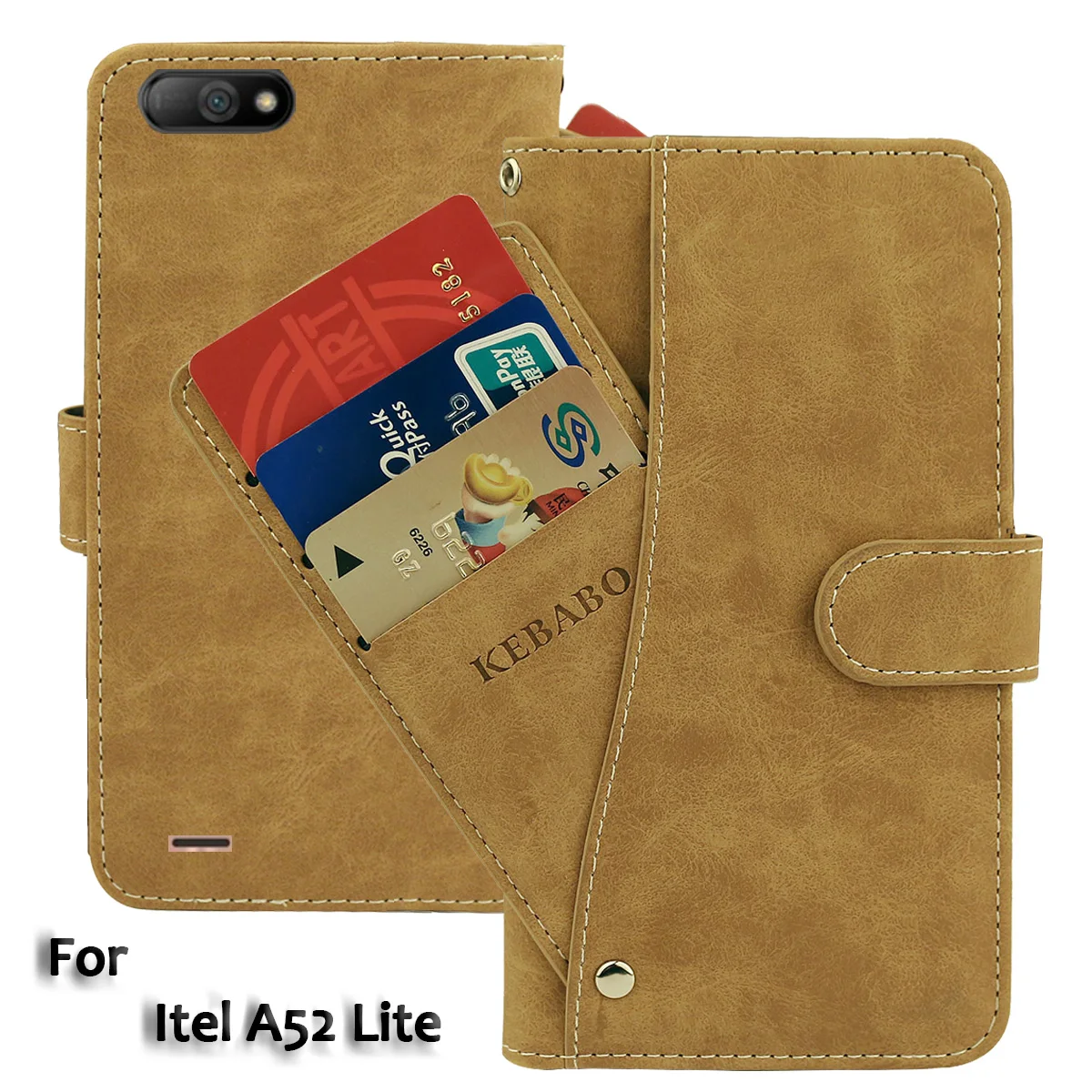 Винтажный кожаный кошелек Itel A52 Lite чехол 5 дюйма роскошный флип с 3 передними