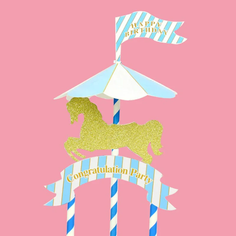 AVEBIEN 5 шт. карусель &quotс днем рождения&quot торт Топпер десерт украшения для