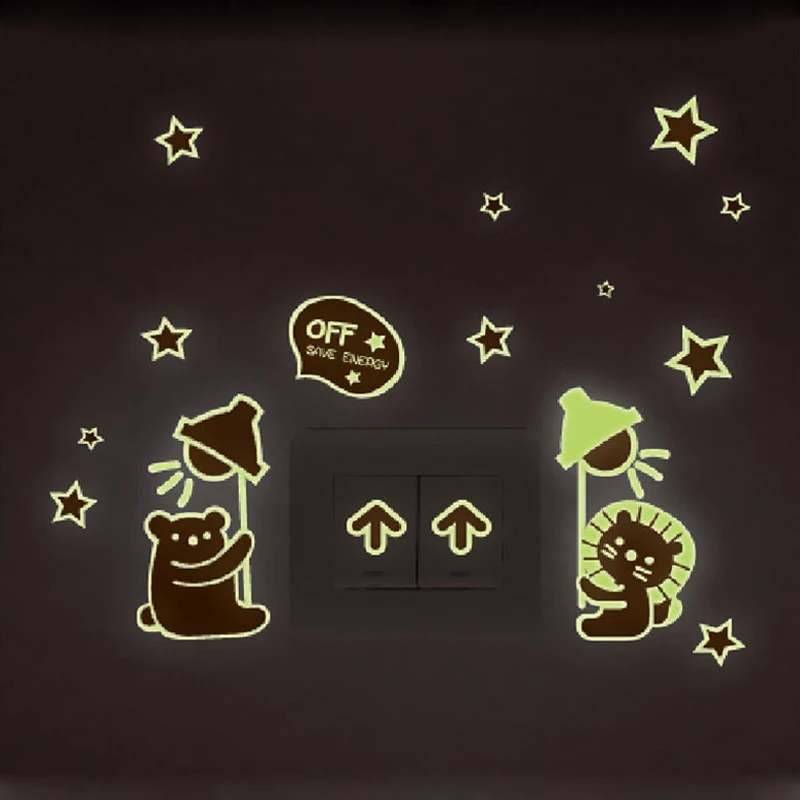 Светящиеся наклейки в виде медведя для детской комнаты спальни декоративные