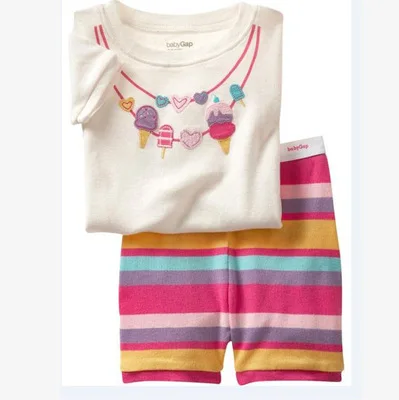 2017 new cotton cartoon short-sleeved summer clothing children pajamas pijama boy girl necklace design children's | Мать и ребенок