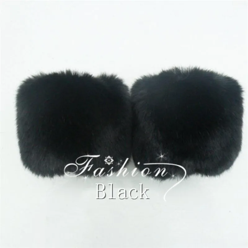 Autumn Winter New Solid Thicken Faux Rabbit Fur Arm Warmers Women Cuff Wrist Warmer Men Soft Fluffy Short Sleeve W106 |