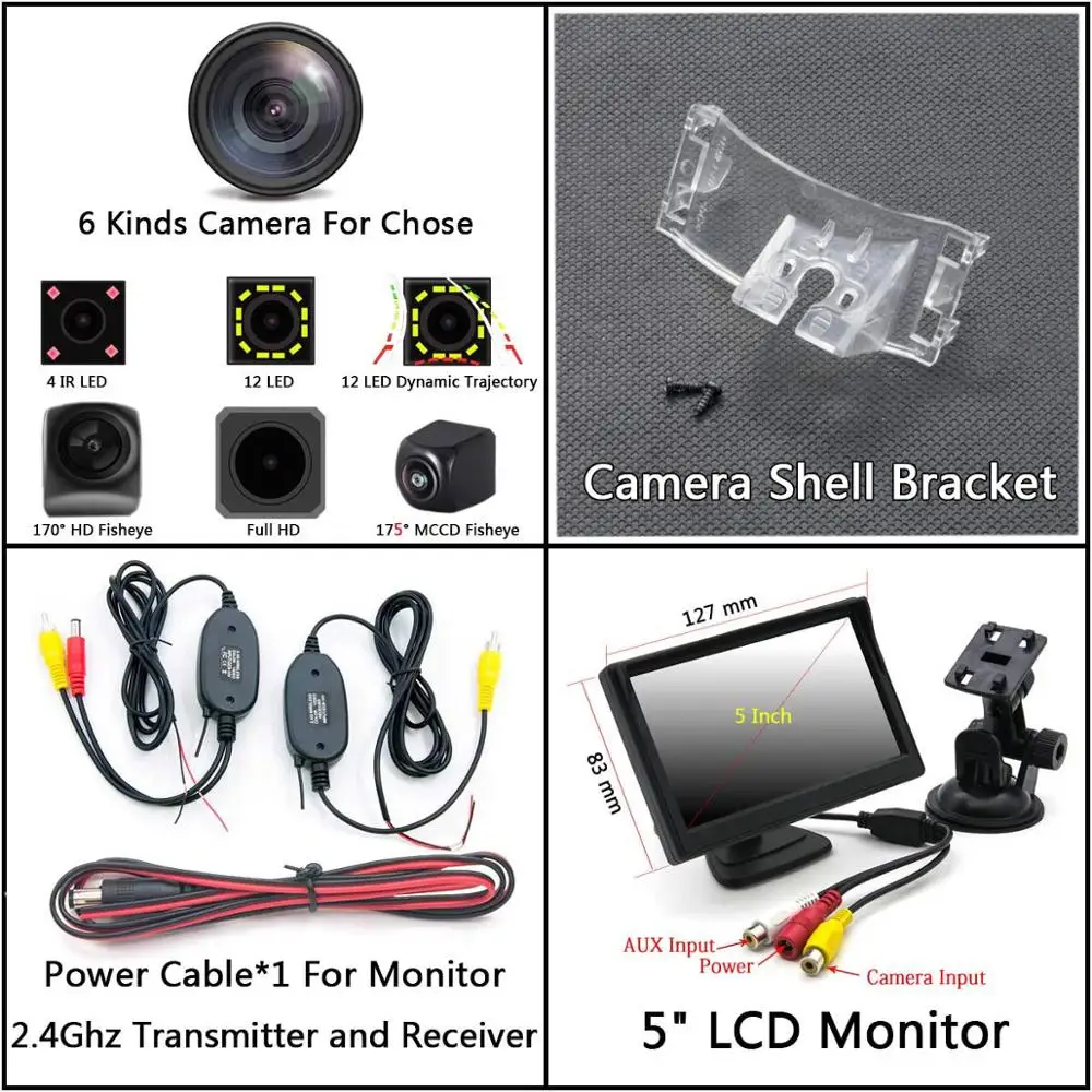 Cam Wireless 5 LCD 175 градусов 1080 P Fisheye) с углом обзора заднего хода автомобиля зеркало заднего вида Камера для Mazda CX-9 CX9 2007 2008 2009 2010 2011 2012 2013 Premacy MK3 автомобиля - Название цвета: Cam Wireless 5 LCD