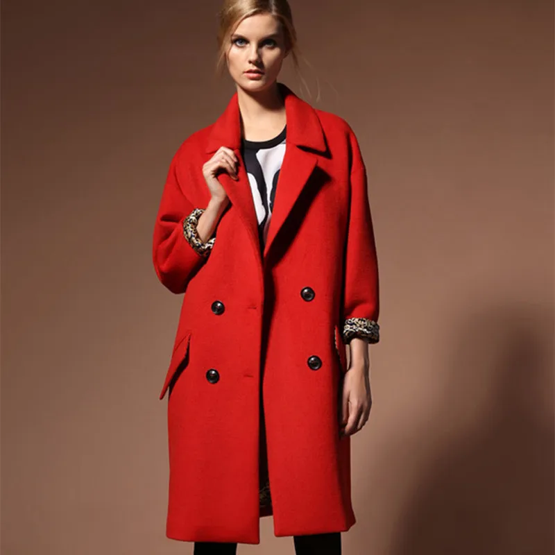 Женское шерстяное пальто 2017 Осень Зима Новая мода теплый нагрудный кокон базовое