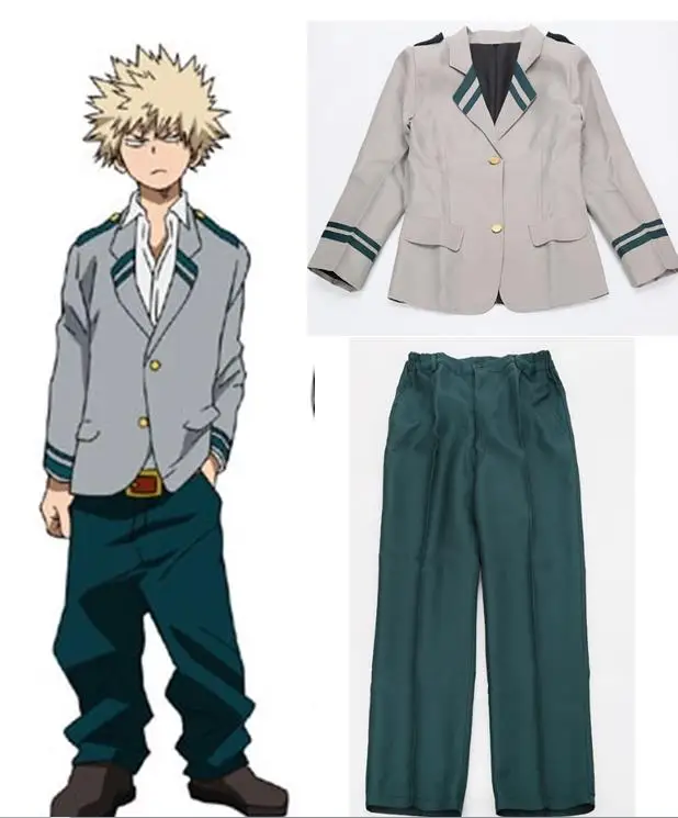 

Boku no Hero Cos Katsuki Todoroki Shoto Midoriya Izuku Cosplay Jacket Pants Tie Anime My Hero Academia School Uniform 3PCS Set
