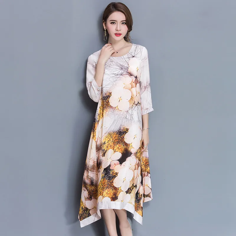 Женское шифоновое шелковое платье элегантное белое винтажное в стиле ретро