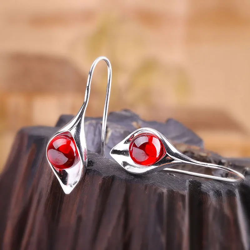Серьги Серебро 925 натуральный халцедон классические простые цветы серьги для женщин женские ювелирные изделия Zilveren Oorbellen