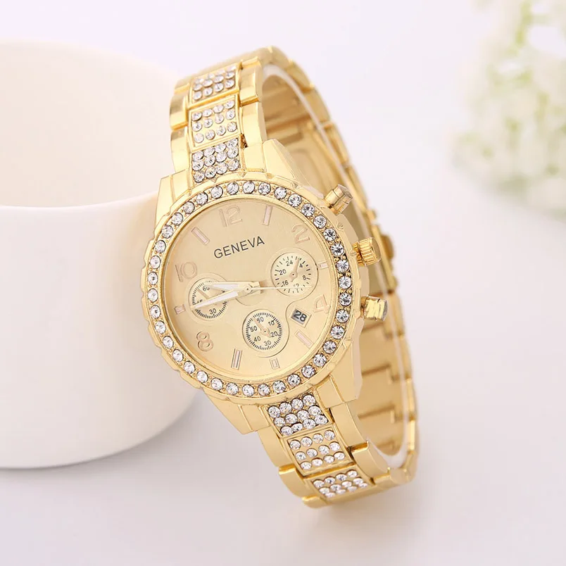 Роскошные парные кварцевые часы Стразы с кристаллами и ремешком из нержавеющей