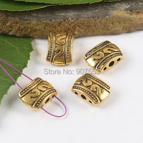 

100pcs dark gold-tone 3 hole oblate spacer beads h2068
