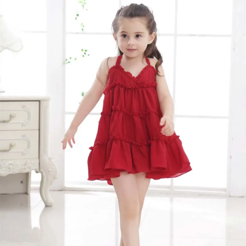 summer new girls dresses 2019 fashion children cotton solid color sling beach dress for wedding party kids clothing | Детская одежда и