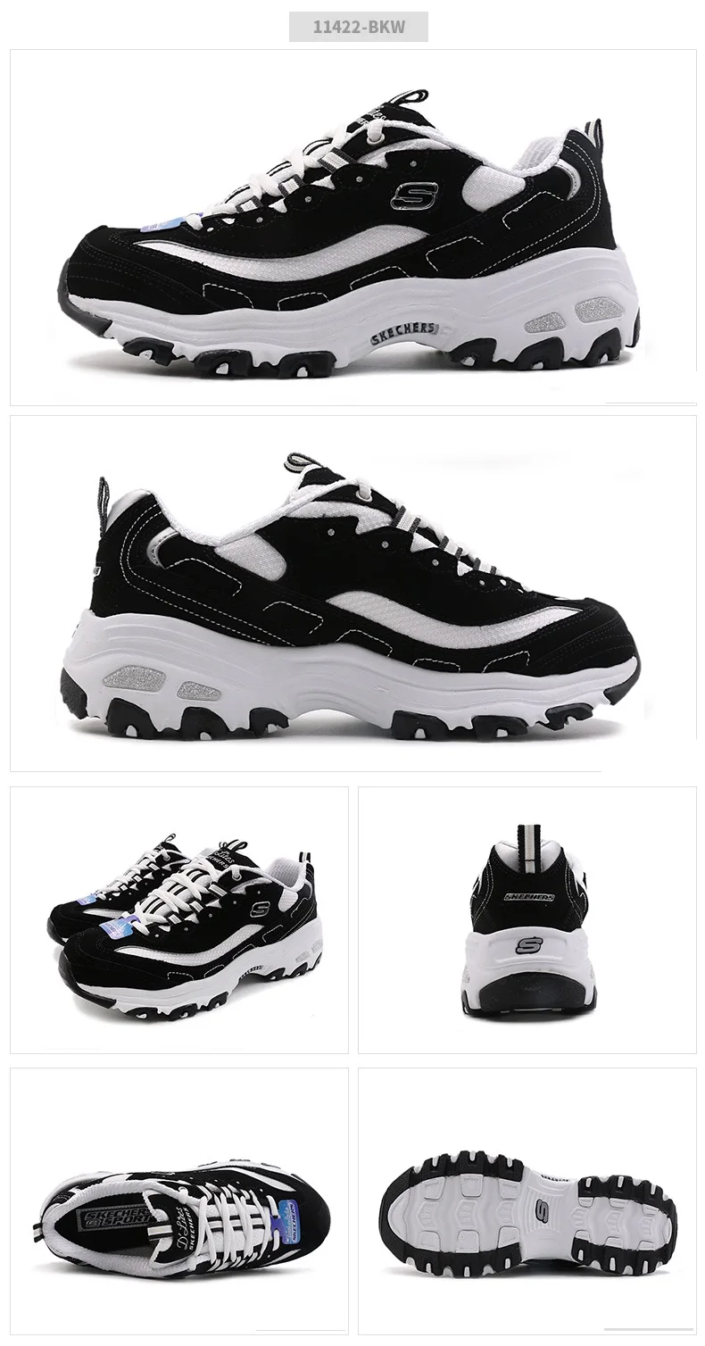 Skechers Shoes Woman D'lites Casual Shoes Woman Platform Comfortable Breathable Shoes Sneakers Basket Femme Krasovki 11422-BKW