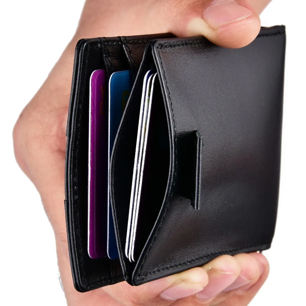 Тонкий бумажник с зажим для денег RFID Блокировка минималистский Кошелек двойного