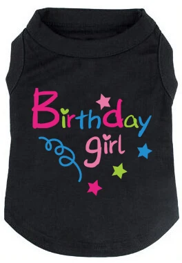 Cute Printed Birthday Girl Soft Fabric Cotton Summer Dog Clothes T Shirt for Small Cat Pet | Дом и сад