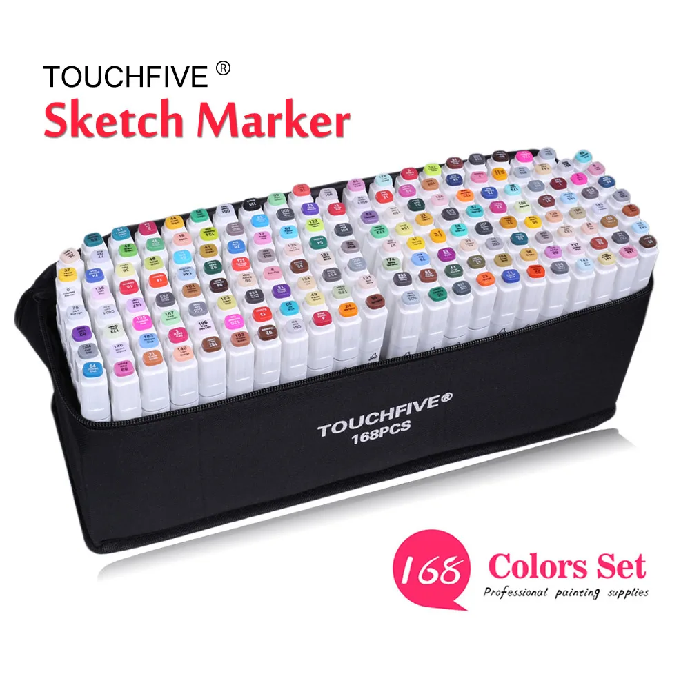 

Art Set 168 Colors Marker Pen Sketch Alcohol Based Markers Dual Head Manga Drawing Toy For Professional Kids School Supplies