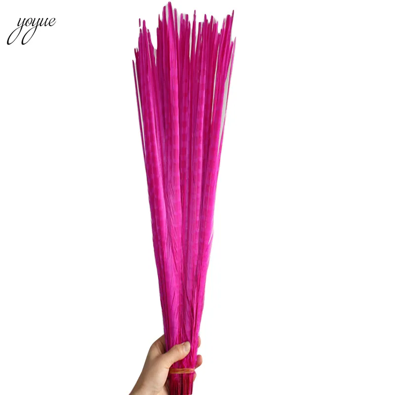 Plumas de cola de fais&aacute;n para decoraci&oacute;n de boda, plumas naturales para manualidades, 55-60CM, 22-24 pulgadas, venta al por mayor, 100 unids/lote-1
